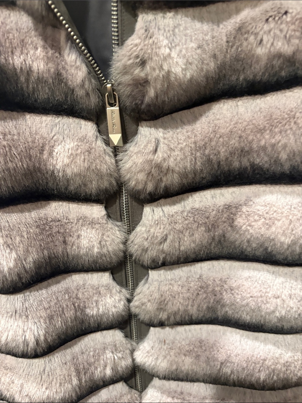 Plush Faux Fur Puffer Vest - Light Gray - Picture 5 of 8